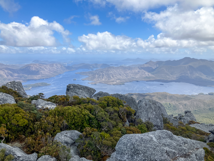 Bathurst Harbour from the summit of Mount Rugby