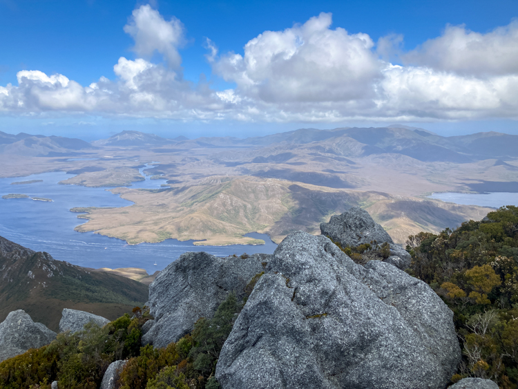 Bathurst Harbour from the summit of Mount Rugby