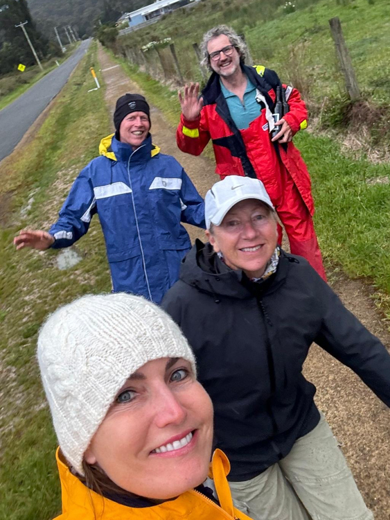 Reinhard, Brendon, Ange, Mish staggering back from the pub in Southport