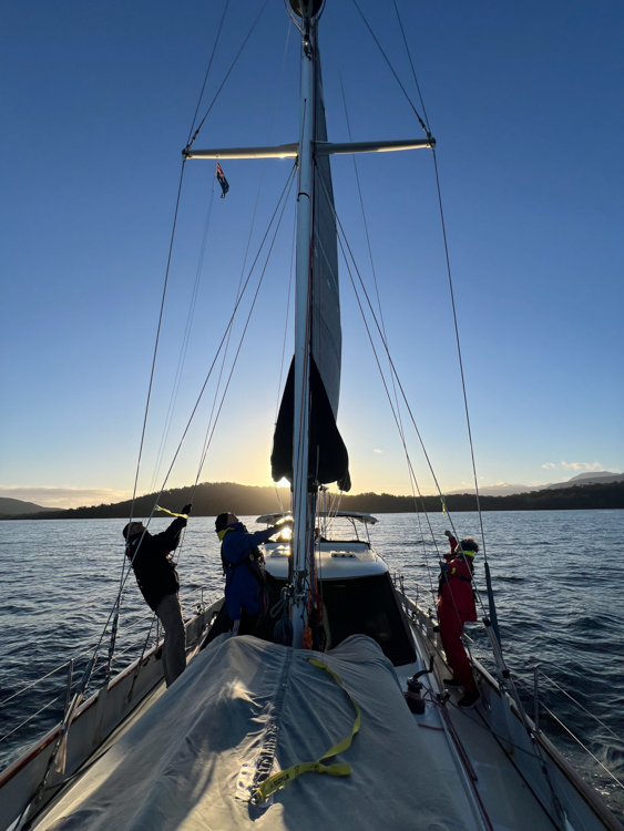 Squaring away the lines in King's Cove, Bathurst Bay