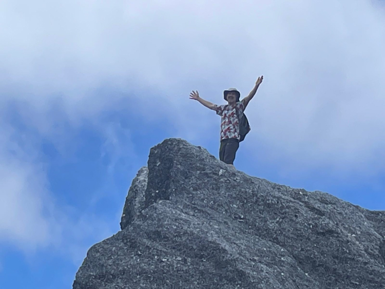 Reinhard at the summit of Mount Rugby