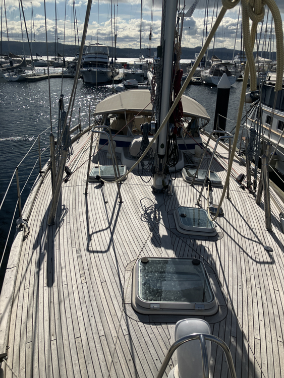 Teak decks on Hallberg Rassy 42