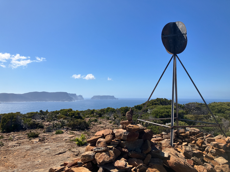 The summit of Mount Brown, looking out over Cape Pillar and Tasman Island