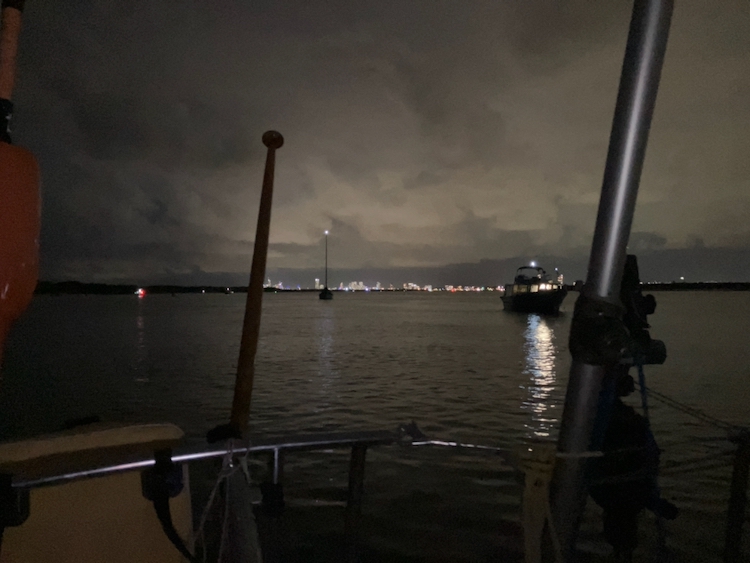 The bright lights of Surfers Paradise, from Tipplers Passage at the southern end of Main Channel