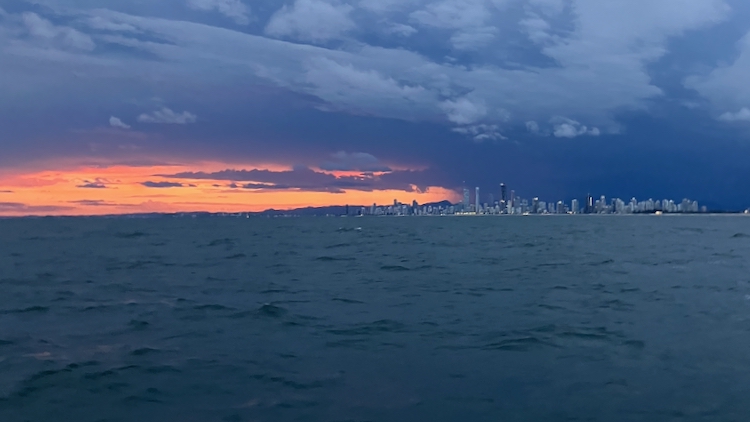 Sunset over the Gold Coast, Queensland, looking south